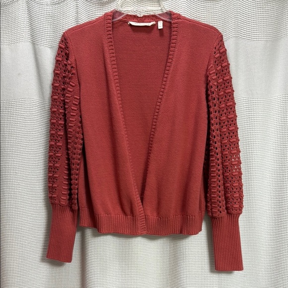 Soft Surroundings Clay Cotton Cardigan Sweater Textured balloon Sleeves SZ S - Picture 1 of 7